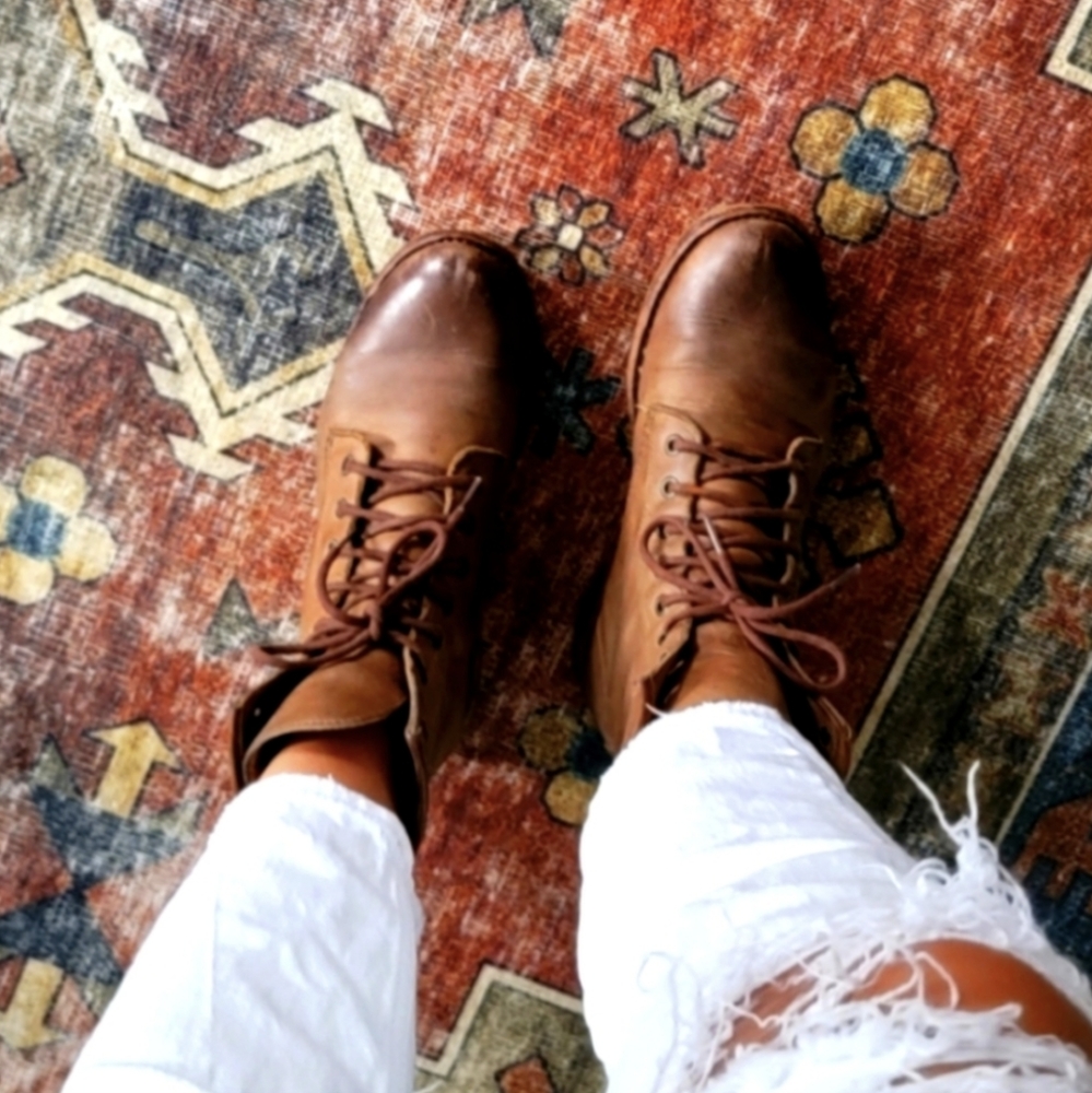 Frye Veronica Combat Dark Brown Leather Lace Up Boots size 6 - Picture 6 of 16